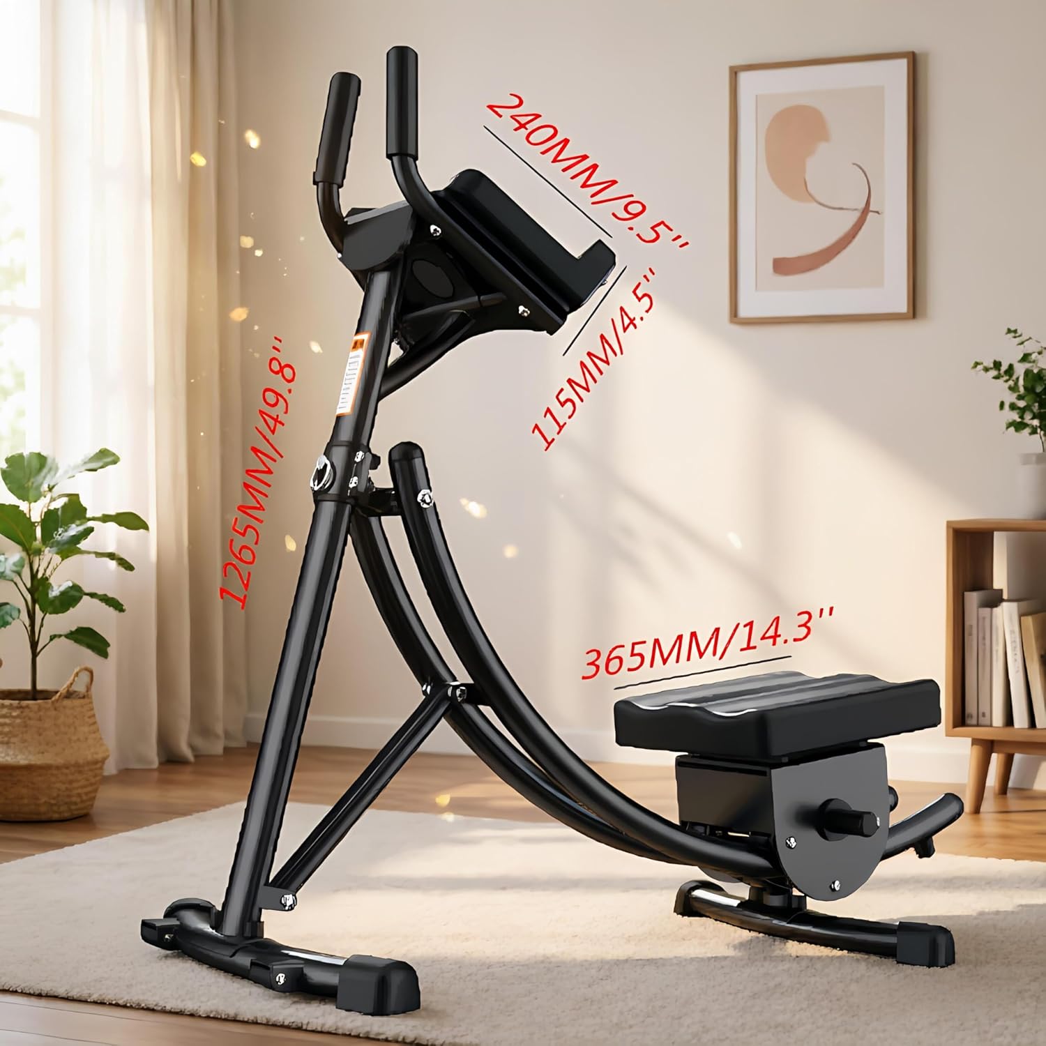 Ab Machine Foldable Ab Workout Equipment for Home Gym, Core Strength Training Machine with Adjustable Resistance, Ab Exercise Machine for Men & Women