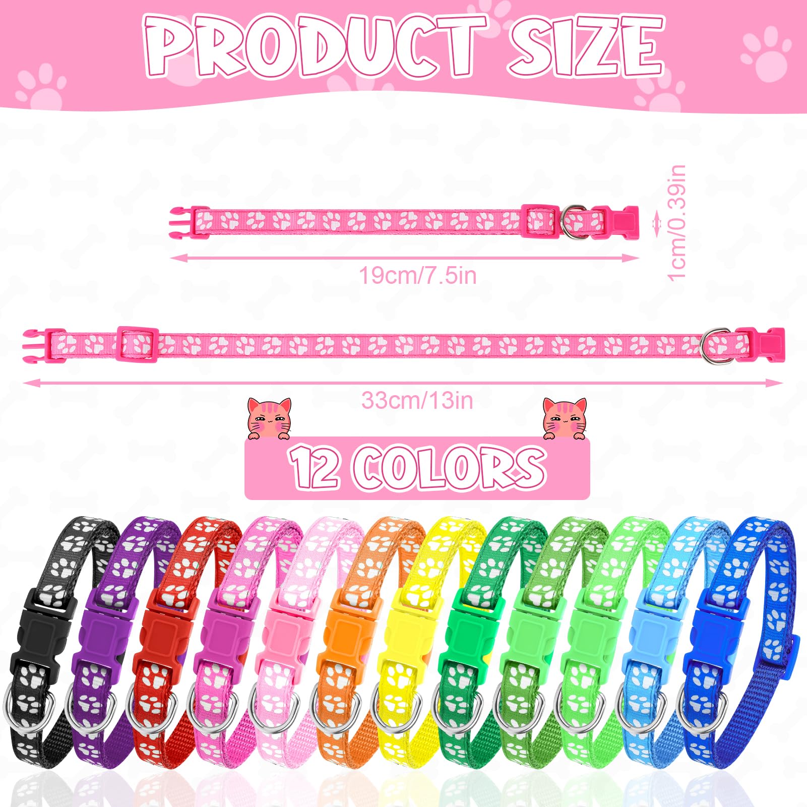 JieyueJewelry Set 36 Pezzi – Collari E Guinzagli Per Cani Con Fibbia A Sgancio Rapido, Regolabili, In Nylon Morbido Con Stampa Zampe, Per Cuccioli Piccoli