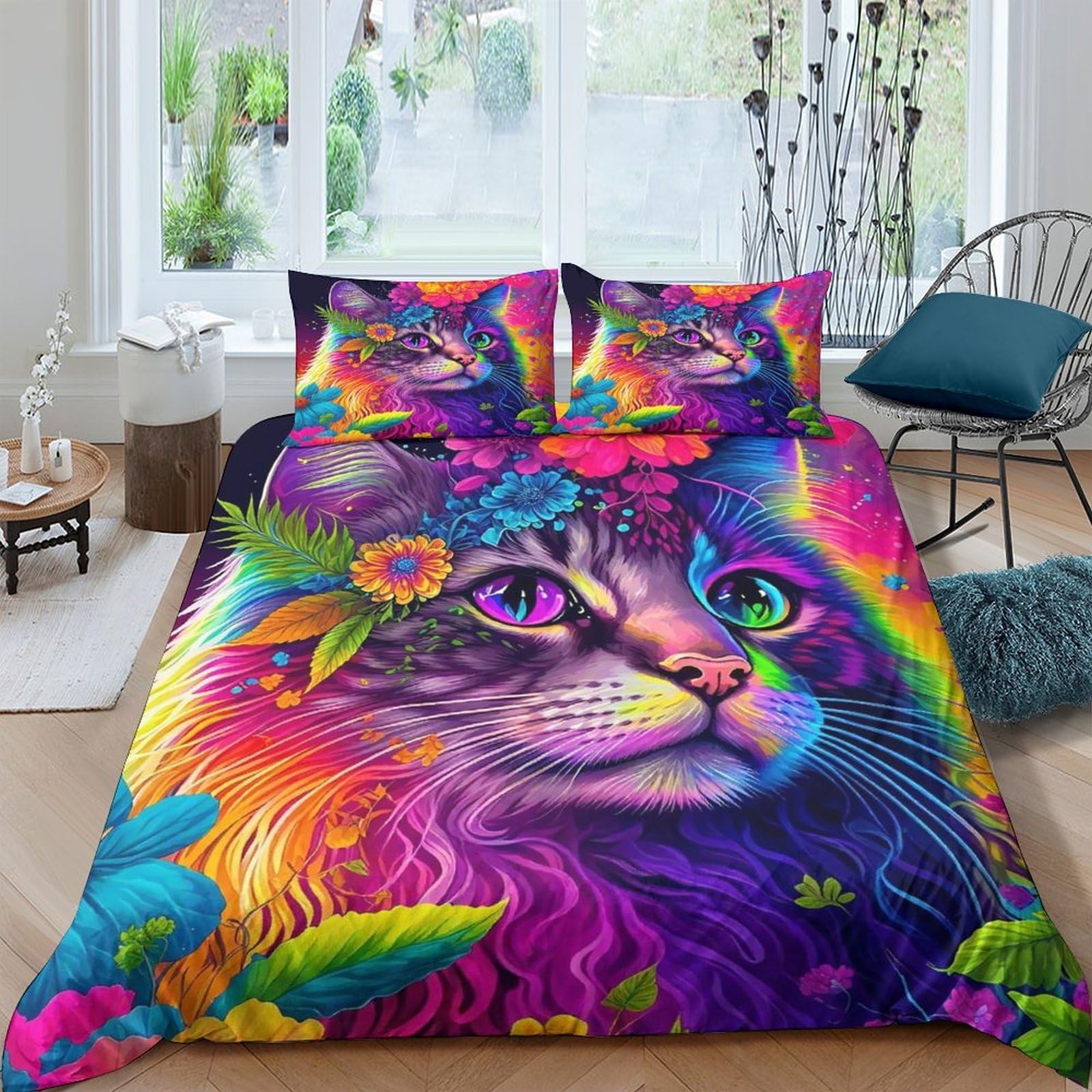 Housse de couette chat 3D douce et zippée pour redonner vie à votre chambre à coucher