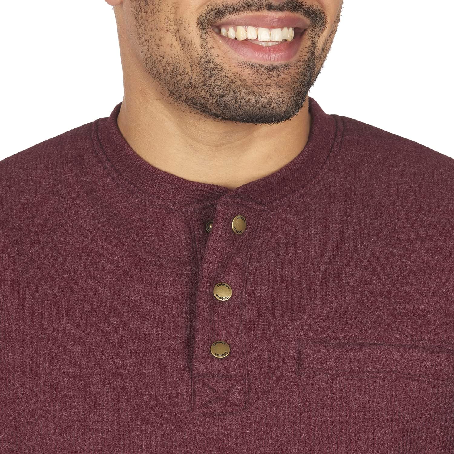 Coleman Long-Sleeve Sherpa Lined Waffle Henley Shirts for Men - Image 4