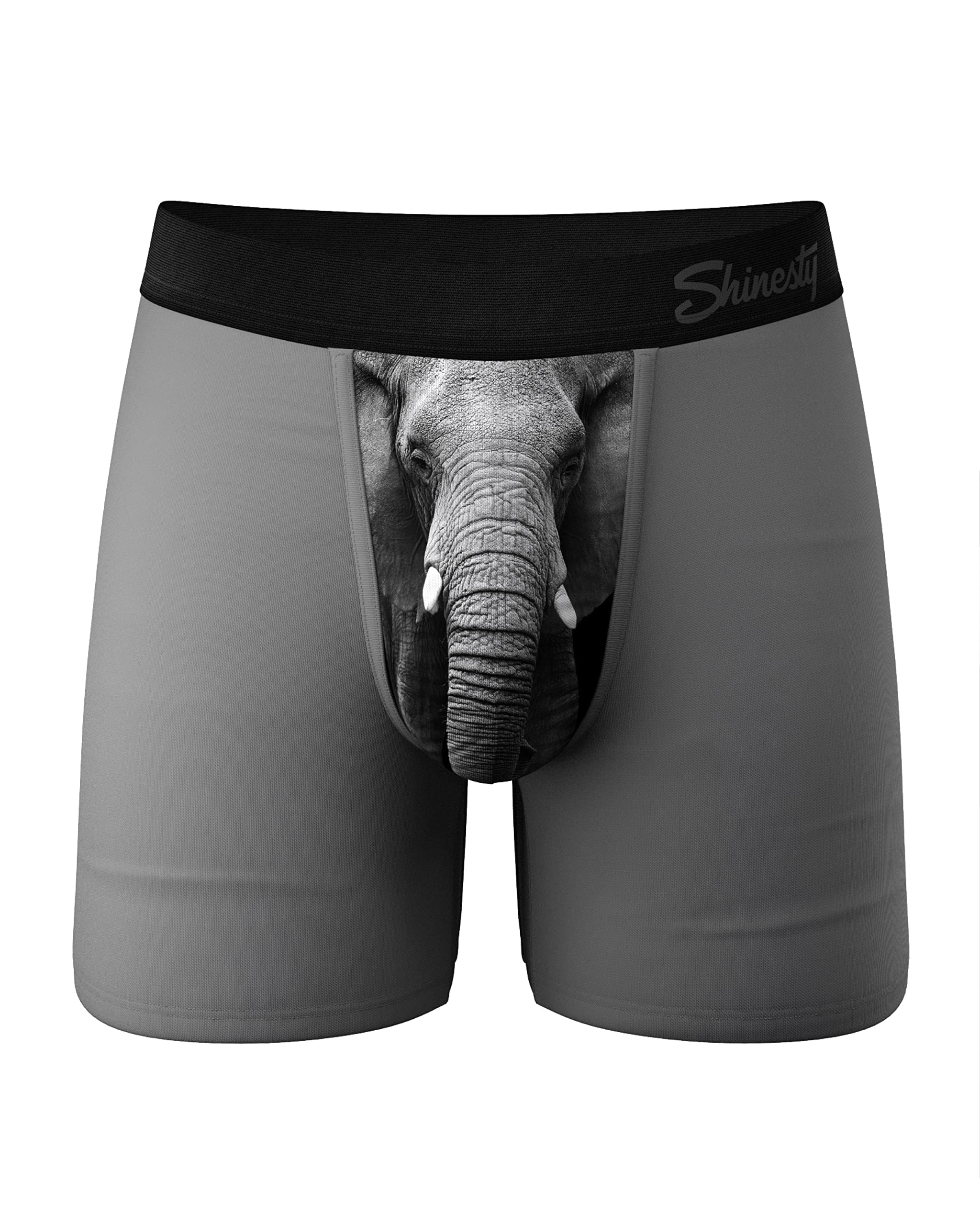 Shinesty Men's Pouch Boxer Briefs - Micro Modal Ball Hammock Underwear with Fly, Elephant, XL