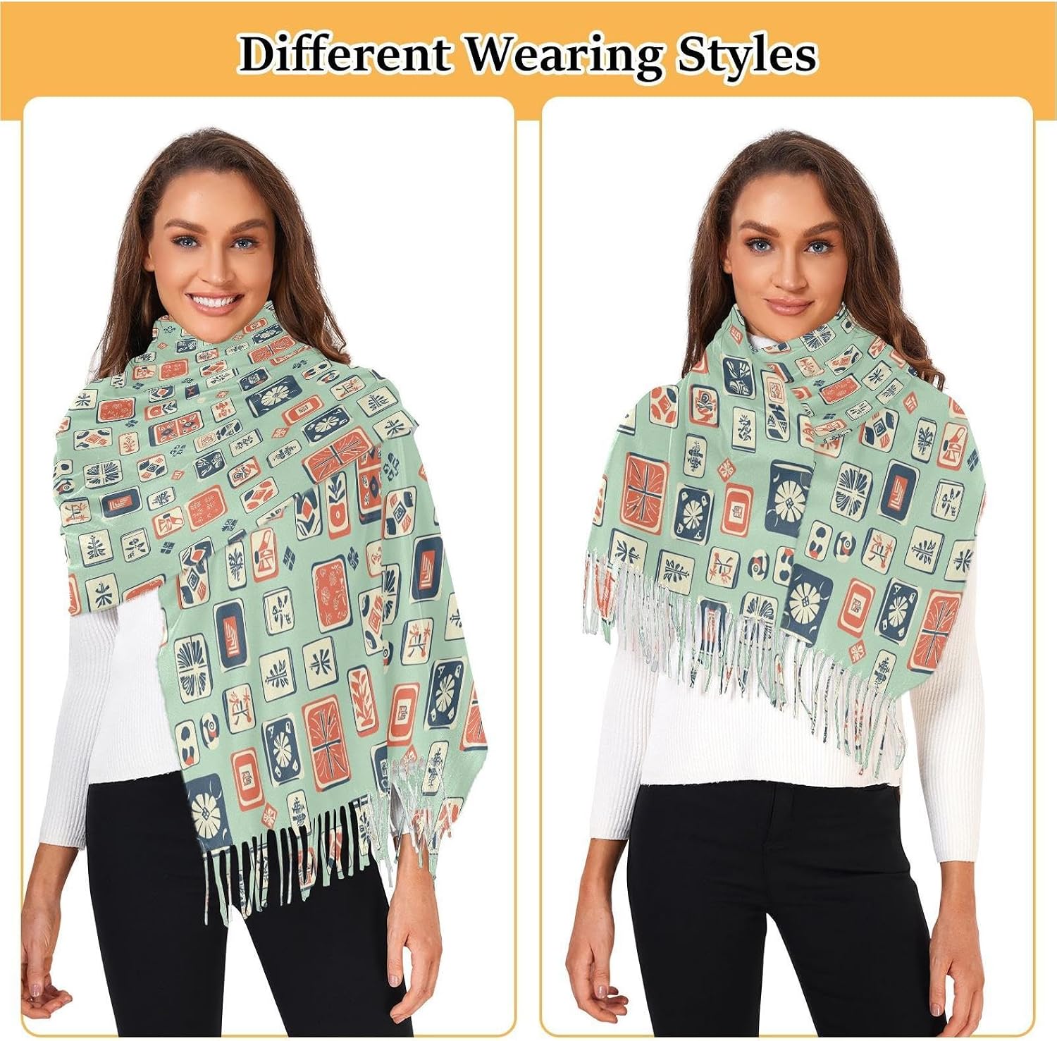 Winter Scarf for Women Autumn Berry Fruit Harvest Abstract Art Floral Fashion Tassel Shawl Wraps for Women, Cold Weather Warm Womens Scarves Soft Long Scarf Gifts