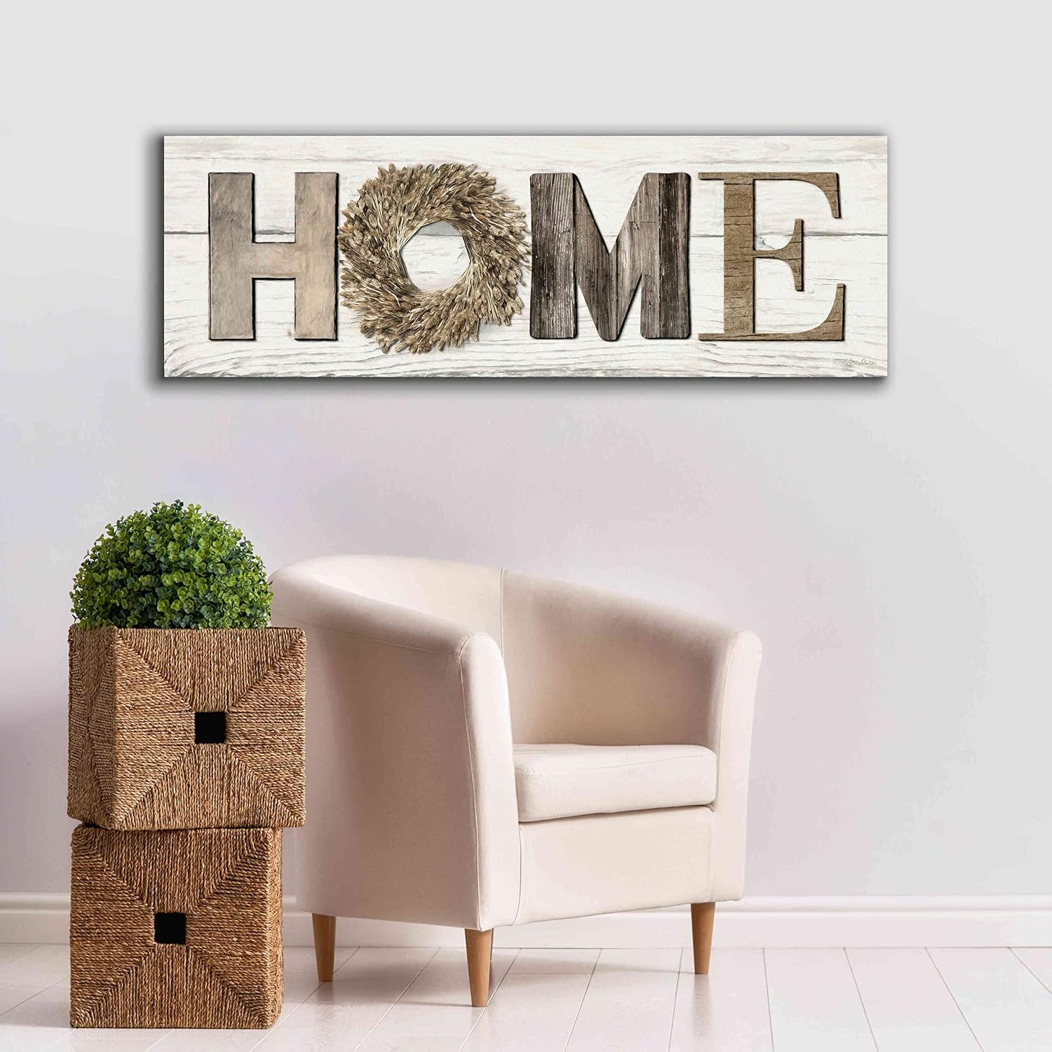 Epic Graffiti 'Home in Beige' by Lori Deiter, Canvas Wall Art, 60"x20"