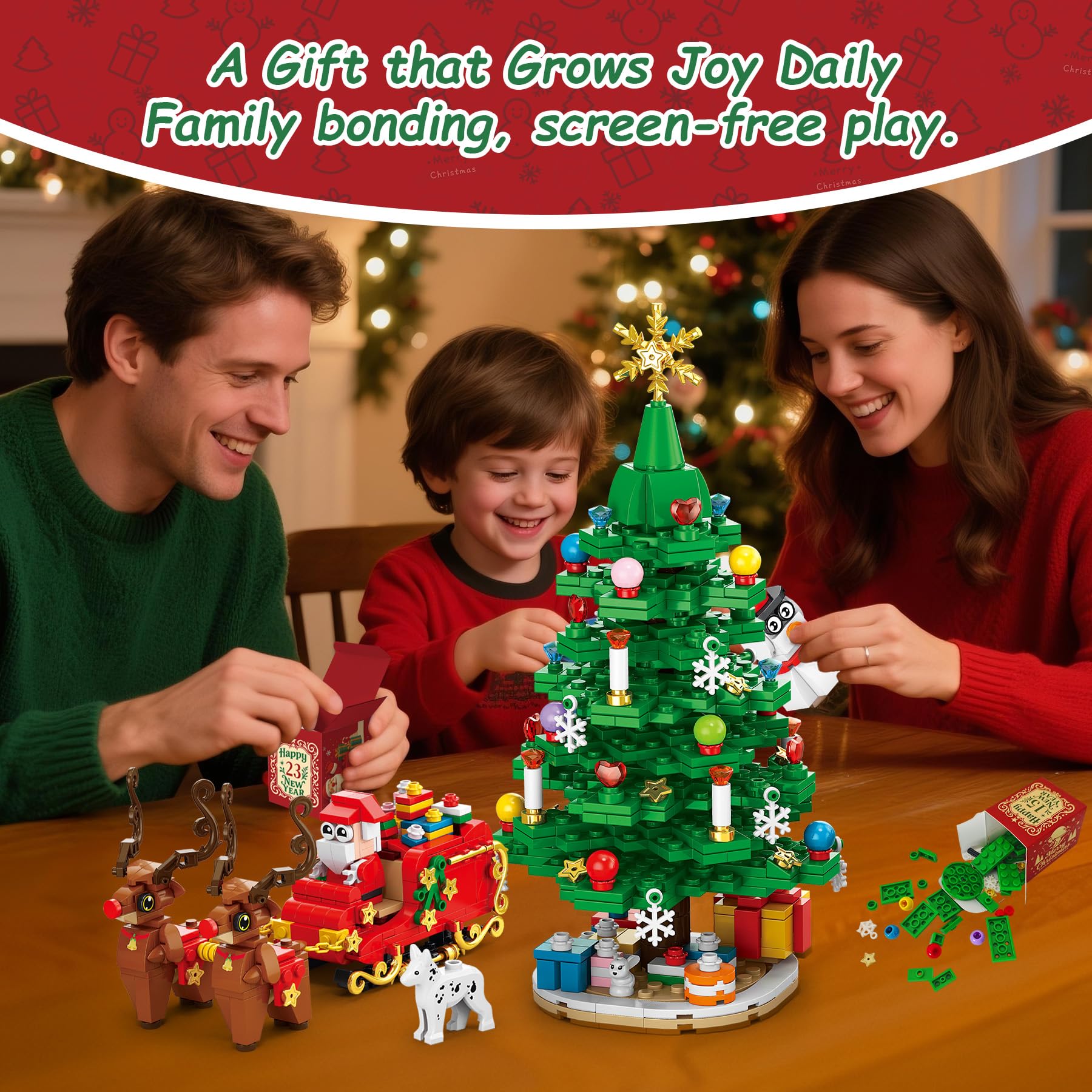 Baustein Adventskalender 2026 für Kinder mit Weihnachtsbaum