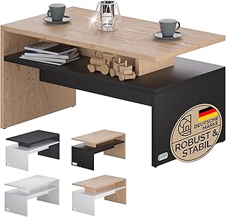 Casaria® Couchtisch Holz Grau mit Stauraum 95x55x50cm Wohnzimmertisch Modern Kratzfest 50kg Belastbar Beistelltisch Sofatisch Couch Wohnzimmer Möbel