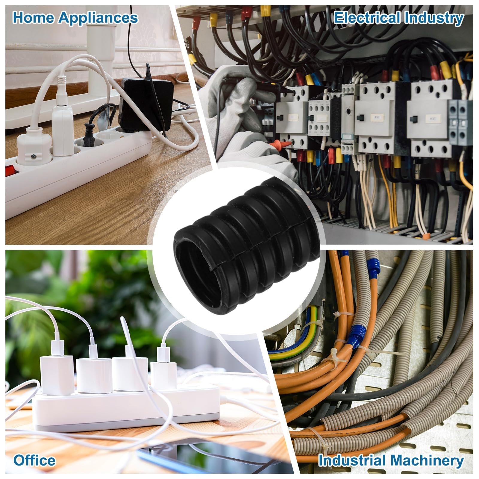sourcing map Tubo flessibile per cavi da 1/2 pollici, 15,2 m, protezione flessibile per cavi con strumento di installazione, copertura per condutture per cavi elettrici per ufficio, casa, cavi