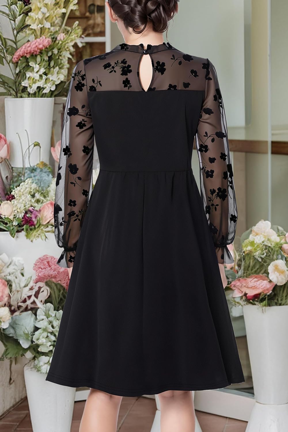 Girl's Dress Elegant Floral Lace Long Sleeve Wedding Party A Line Dress 10-14 Years - Image 2