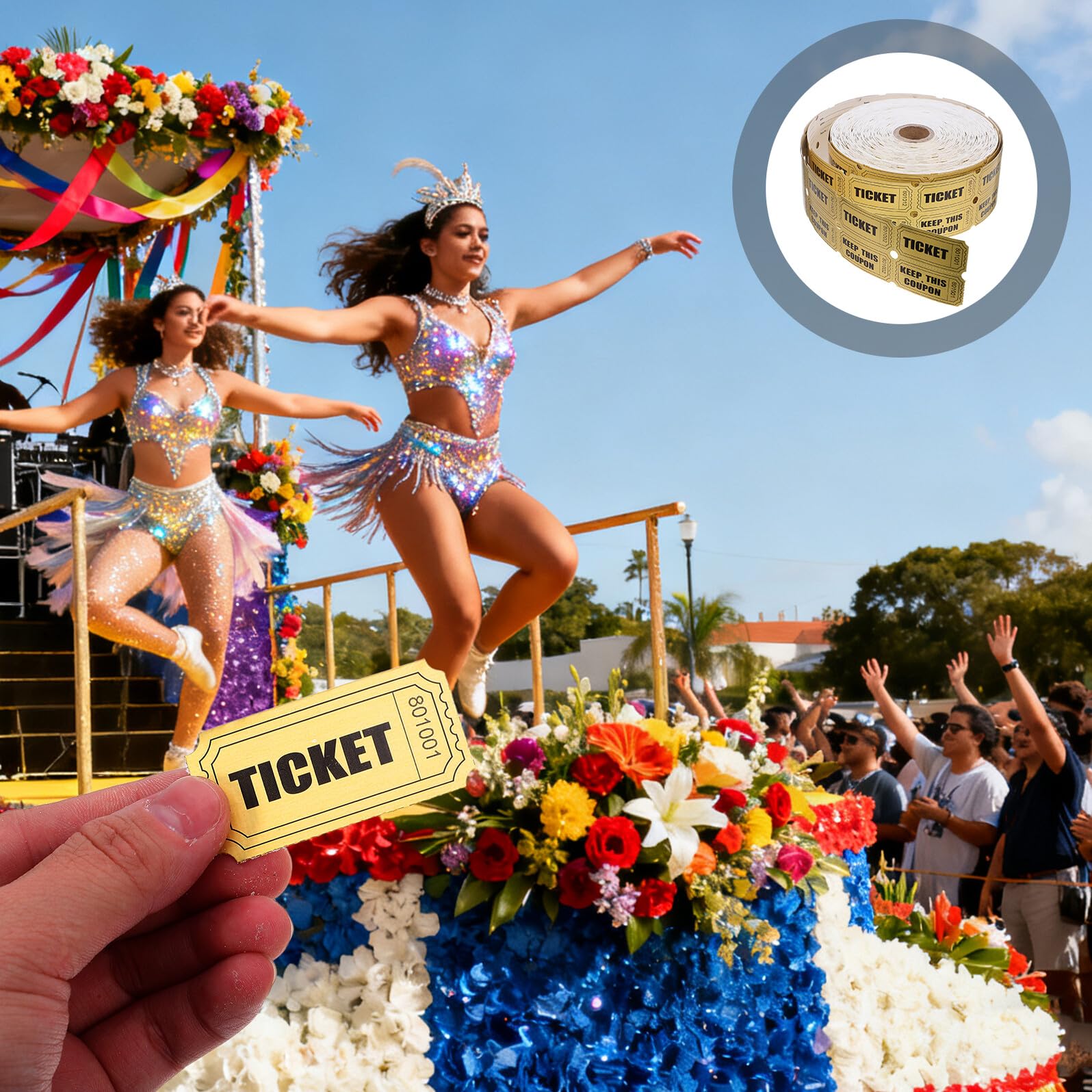 Goldene Tombola Lose Stück aus Papier für Auktion und Geburtstag
