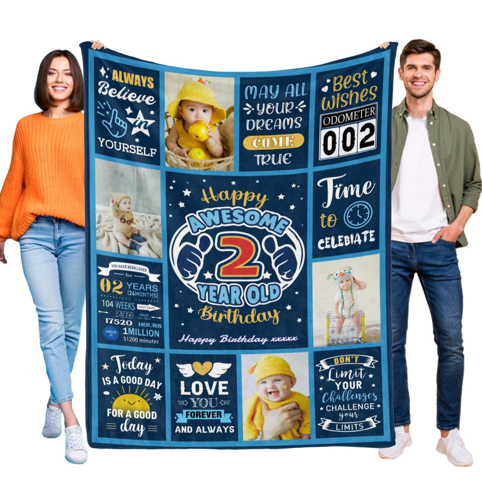 Kendt Personalised 2nd Birthday Gifts for Baby Boy,Kids Son Grandson,Nephew,2nd Birthday Blanket with Photo,2nd Birthday Decorations Birthday Presents,Gifts for 2 Year Old Boys