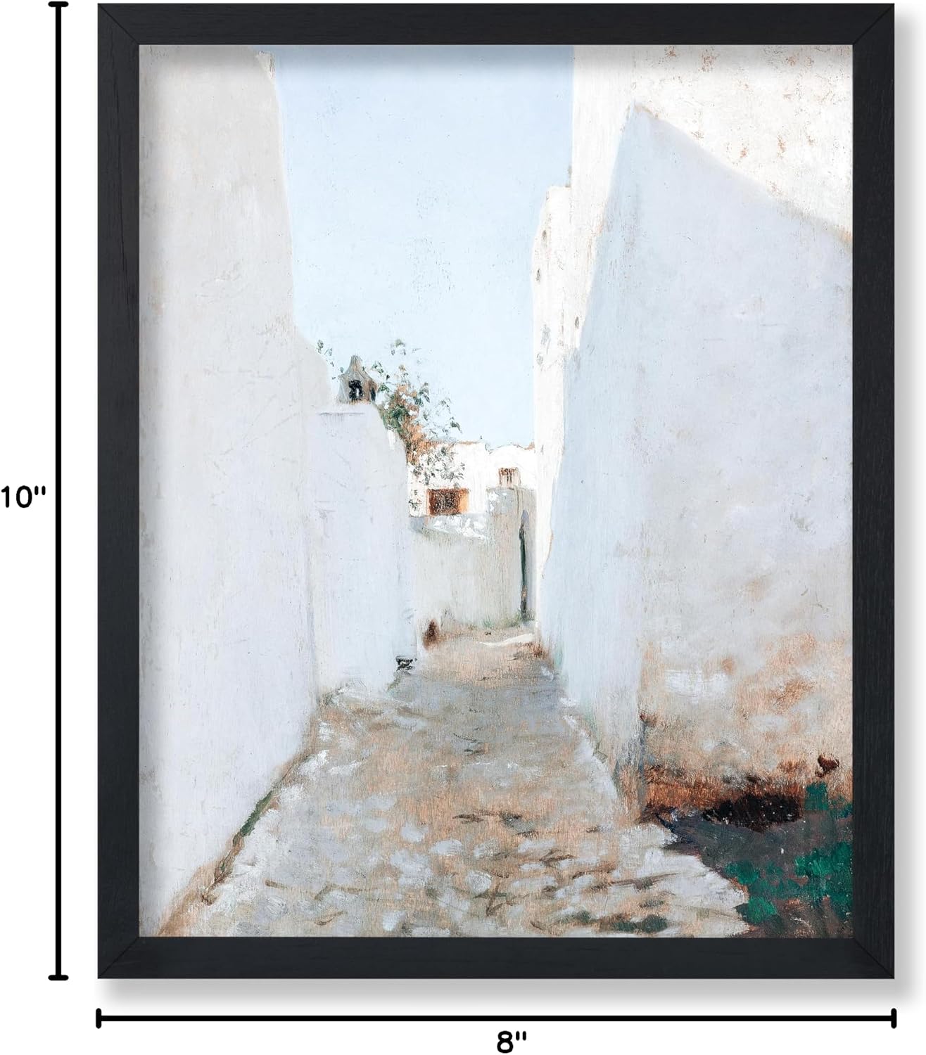 Poster Master Vintage Mediterranean Poster - Retro A Moroccan Street Scene Painting Print - Architecture Art - Gift for Men & Women - Minimal Decor for Bedroom or Living Room - 8x10 UNFRAMED Wall Art