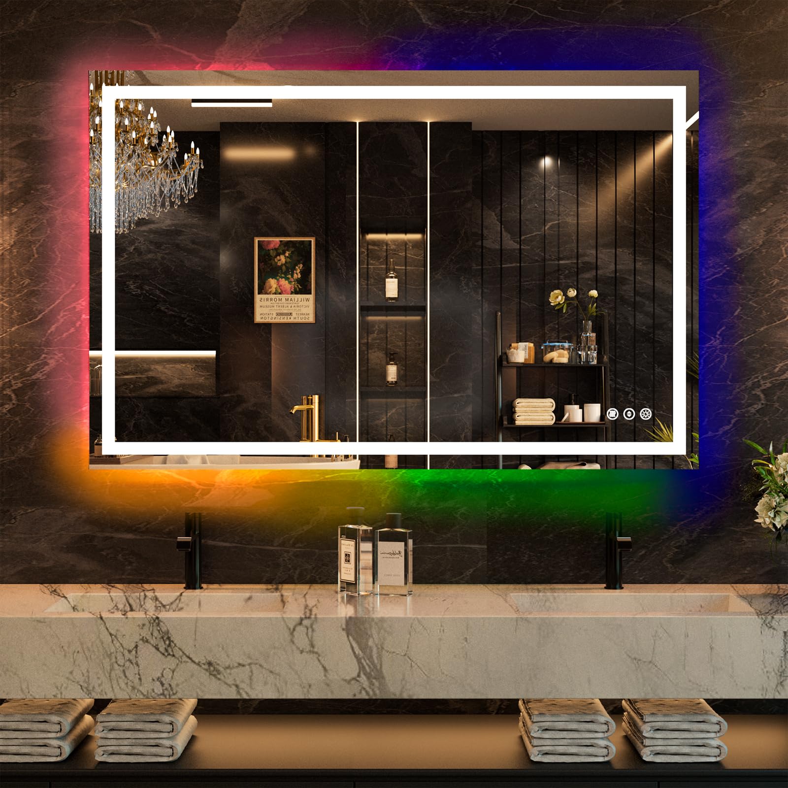 WTTY 55"x36" RGB LED Bathroom Mirror with Light