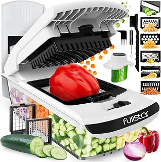 Fullstar 8-in-1 Vegetable Chopper Mandoline Slicer with Container - Rust-Resistant Blades, Dishwasher Safe Veggie Cutter (White)