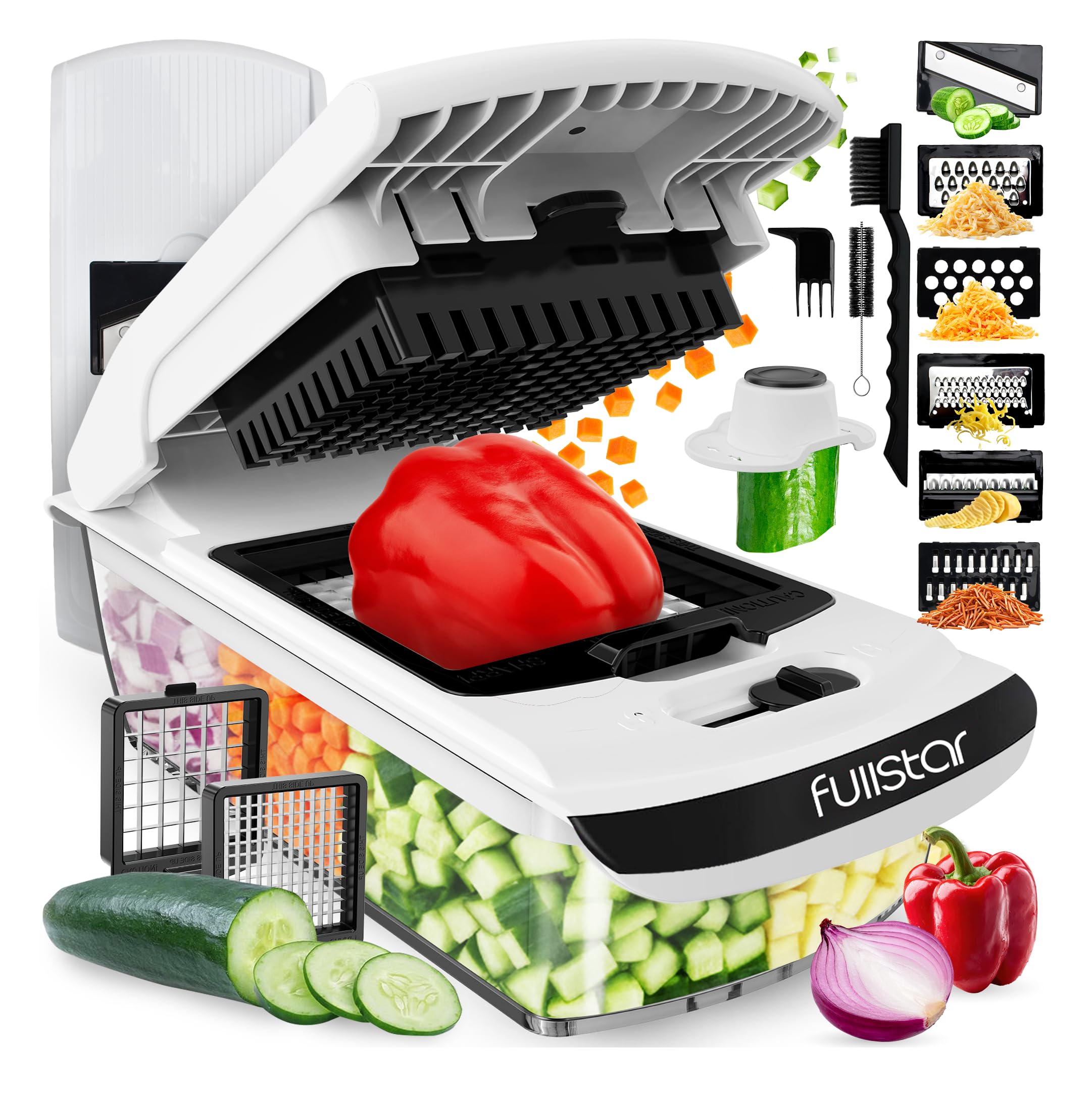 The Original Pro Chopper - Vegetable Chopper and Spiralizer, Food Chopper with Container, Fruit Slicer, Kitchen Gadgets & Gifts, Home Essentials (8 in 1, White)