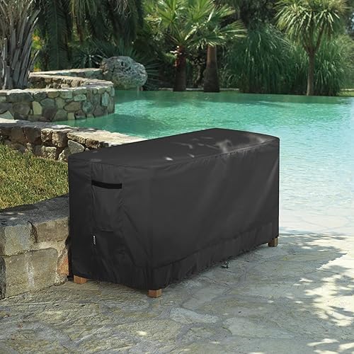 Miniatura 7 de Funda impermeable para caja de patio, rectangular, para exteriores, 52 pulgadas de largo x 22 pulgadas de ancho x 24 pulgadas de alto, color negro