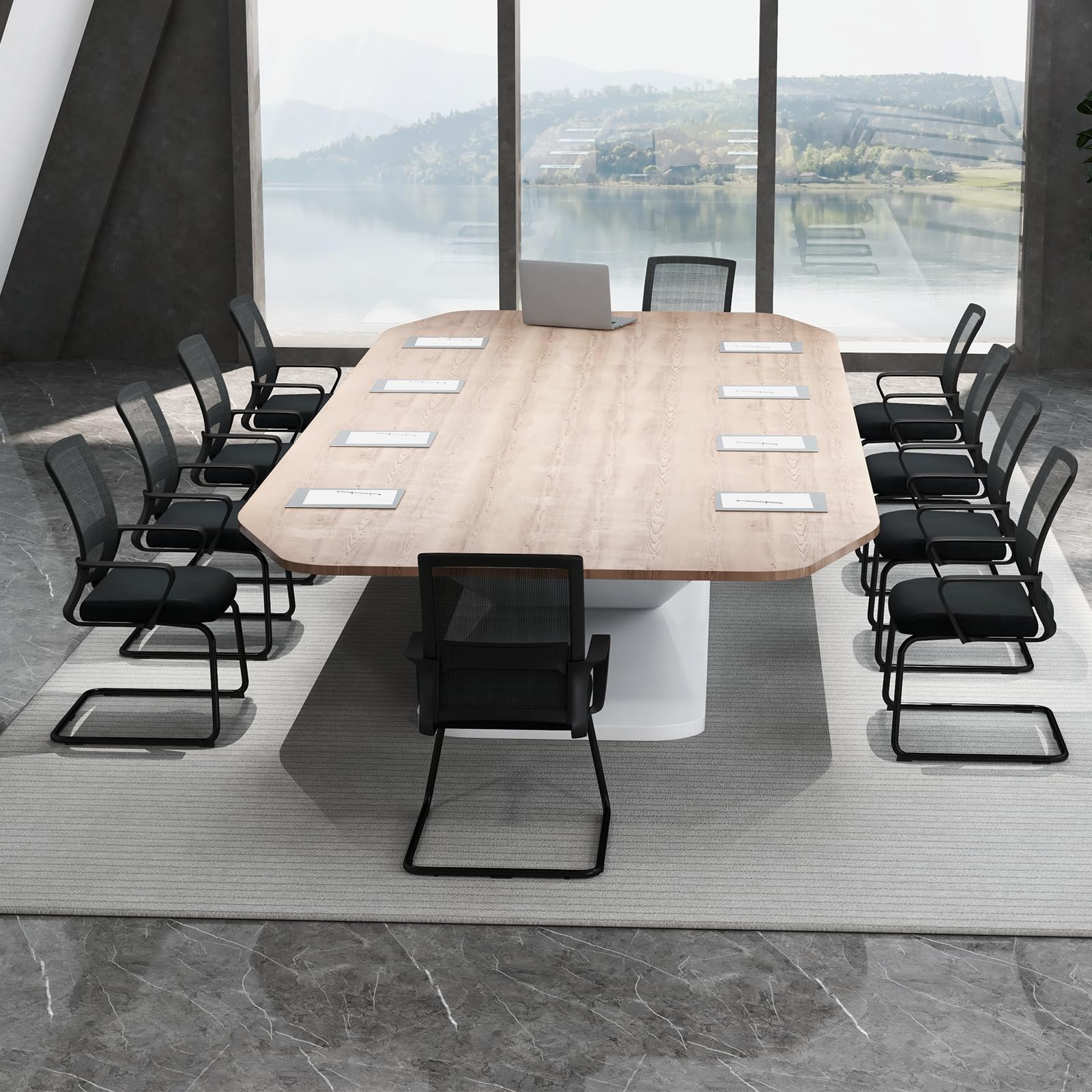 COSTWAY Freischwinger Stühle 2er Set, Schwingstühle mit Armlehne & Lendenwirbelstütze, Bürostühle, Konferenzstühle, Besucherstühle für Büro, Konferenzraum, Arbeitszimmer