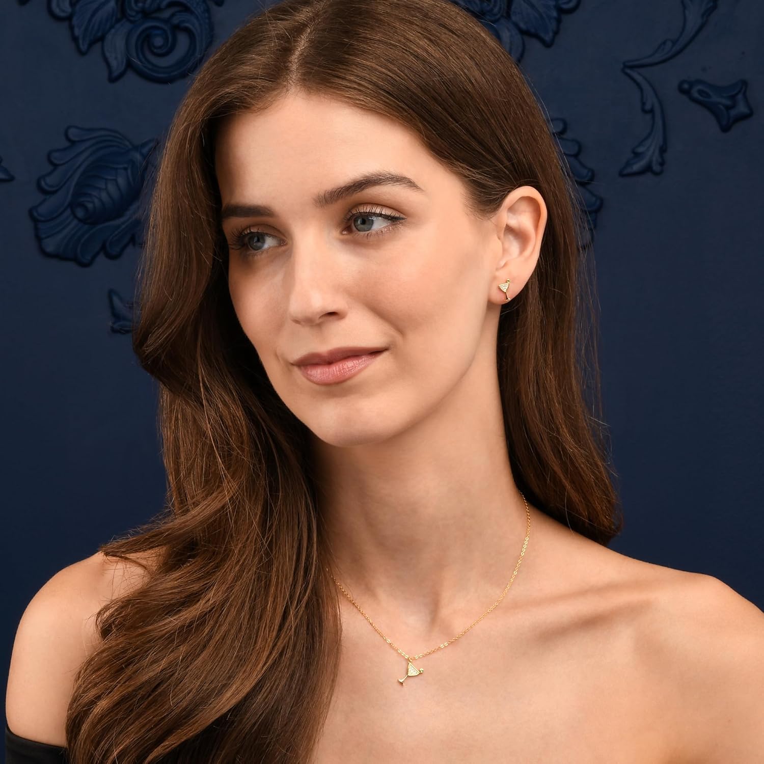 Diamond Treats Dainty Cocktail Glass Necklace in 925 Sterling Silver, Sterling Silver Cocktail Glass Pendant Necklace for Women in Silver, Gold or Rose Gold, Silver Jewelry for Women - Image 6