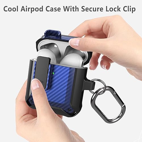 Miniatura 2 de Funda para Airpod mejorada bloqueo seguro, a prueba de golpes, funda para AirPods diseñada para Apple AirPod 2 y 1, fundas inalámbricas para hombres