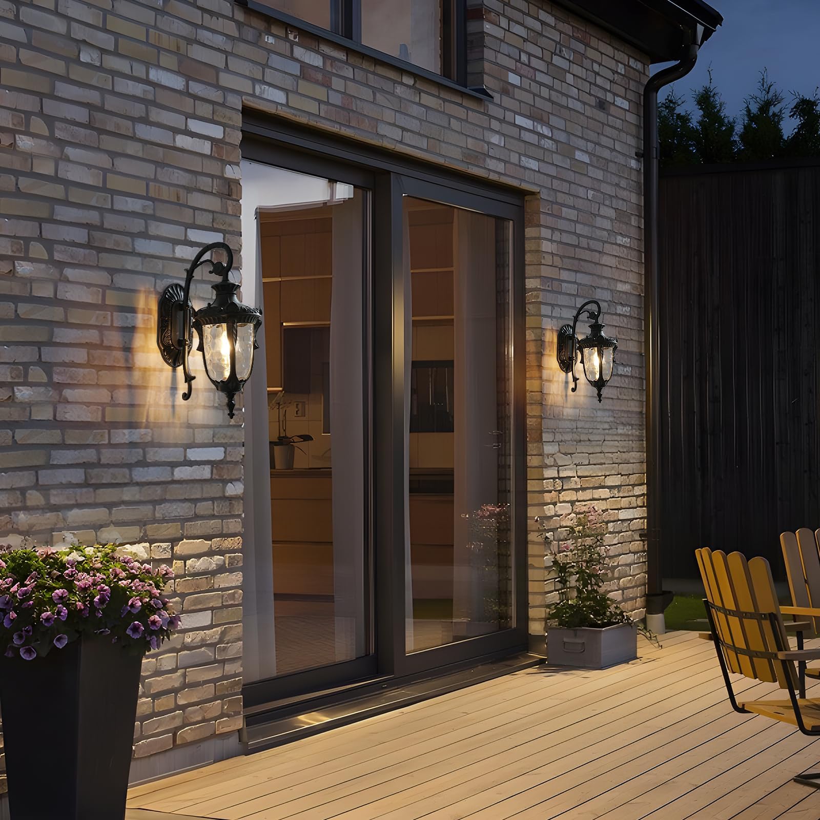 Applique Da Esterno,Lanterna Applique Da Parete Lampada Impermeabile In Alluminio E Vetro Giardino,Nero Retrò Lampada Da Parete,Arredamento Rustico E27 Luci Da Esterno Per Casa Porta Di Casa Villa