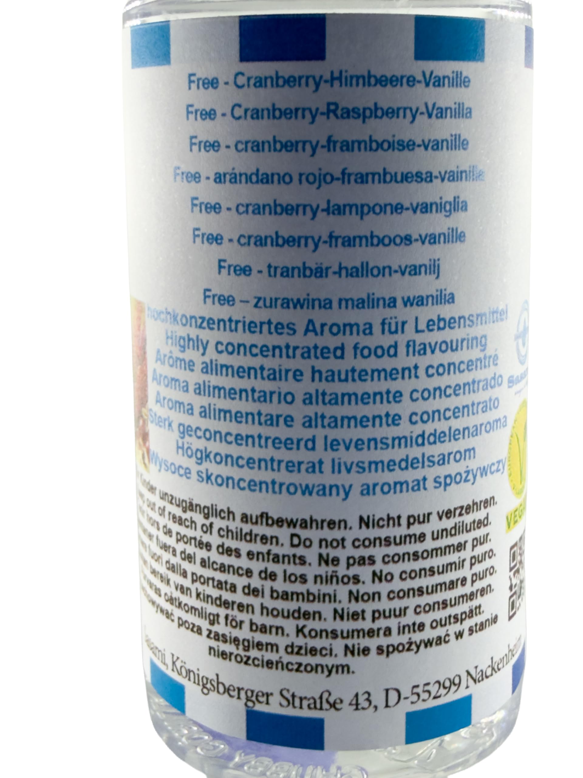 Free – żurawina malina wanilia aromat koncentrat – Wegański – Sasami – 100ml