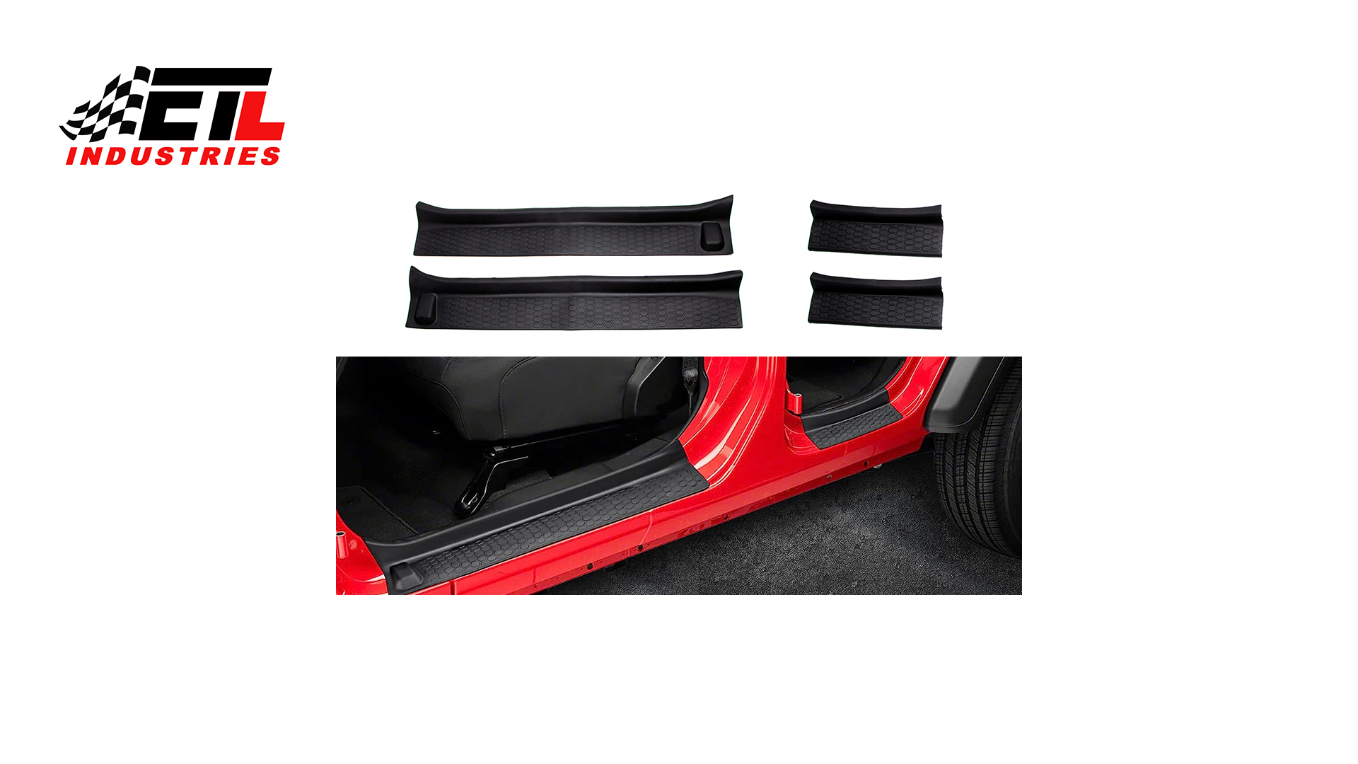 ETL INDUSTRIES Door Sill Guards For Jeep Wrangler JL JLU & Gladiator JT 4-Door (2018-2024) - Scratch Protection - View #3