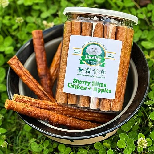 Miniatura 5 de Lucky Premium Treats Lucky Shorty Slims - Golosinas de manzana y pollo para perros, palitos crujientes para masticar con pollo real y manzana para