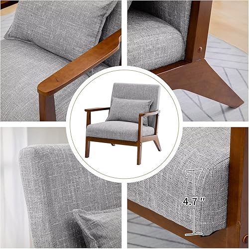 Miniatura 7 de UNICOO - Silla decorativa moderna de mediados de siglo, sillón de lectura de tela, fácil montaje, sillón para sala de estar y dormitorio (U202-1