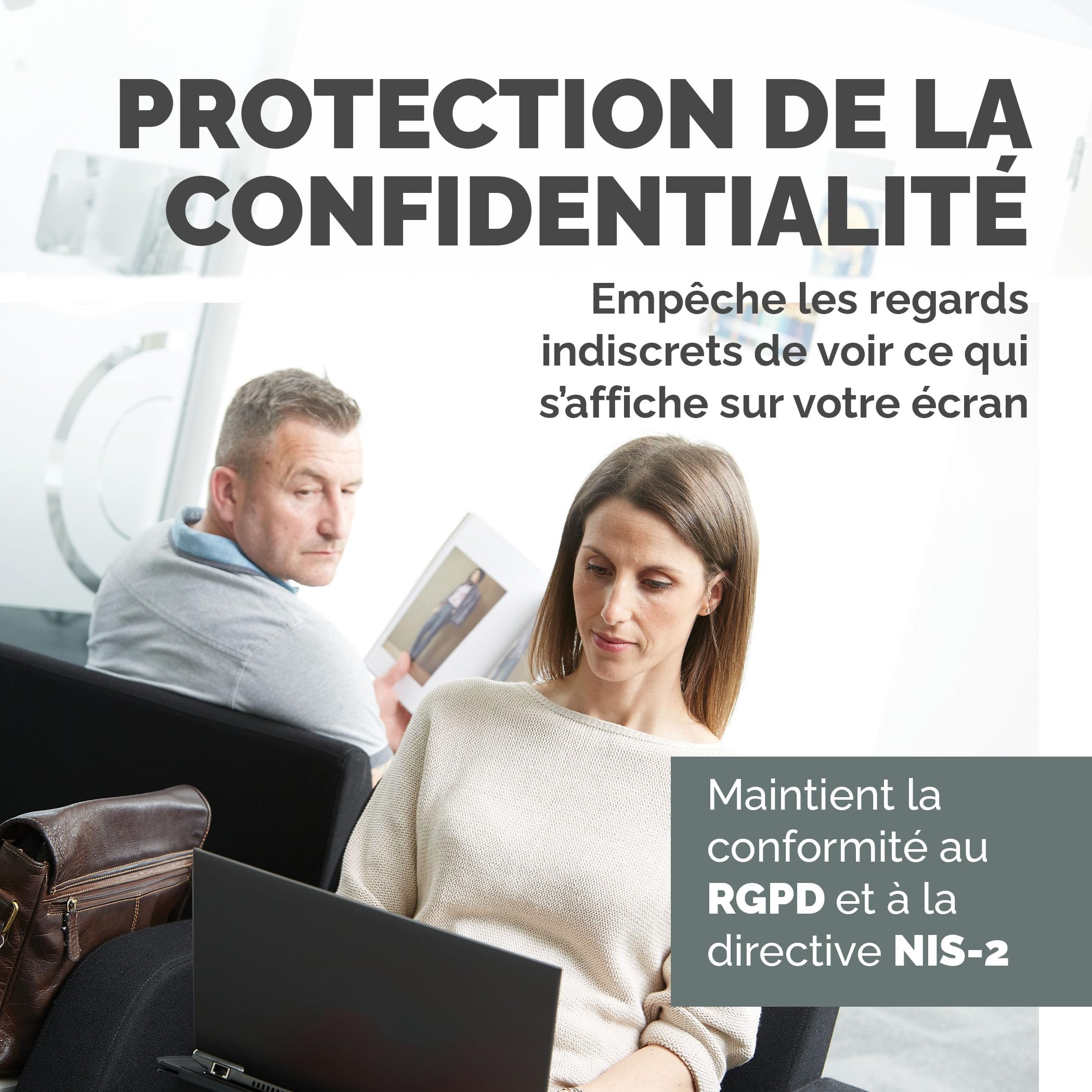 Fellowes Filtre de confidentialité PrivaScreen™ - Protection d’écran pour ordinateur portable 15,6 pouces (format 16:9, 345 x 194 mm) - Fixation et retrait faciles avec languettes Quick Reveal