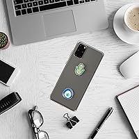Vista 9 de Pegatinas de metal para fundas de celular. Blue Evil Eye y Hamsa. Juego de 2. Reutilizables y extraíbles. No deja residuos. Símbolos espirituales