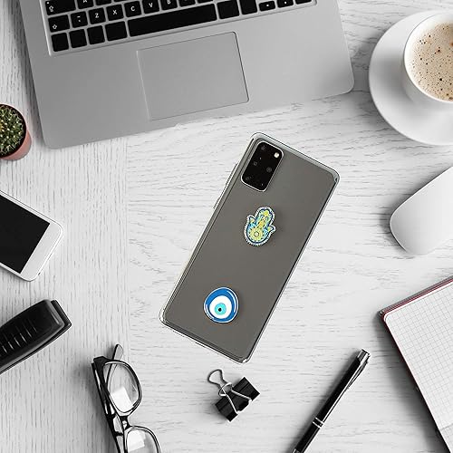 Miniatura 9 de Pegatinas de metal para fundas de celular. Blue Evil Eye y Hamsa. Juego de 2. Reutilizables y extraíbles. No deja residuos. Símbolos espirituales