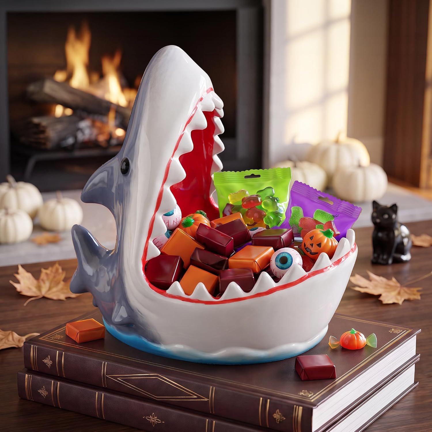 Large Ceramic Shark Bowl, Cute Shark Stuff Gifts Birthday Party Decorations