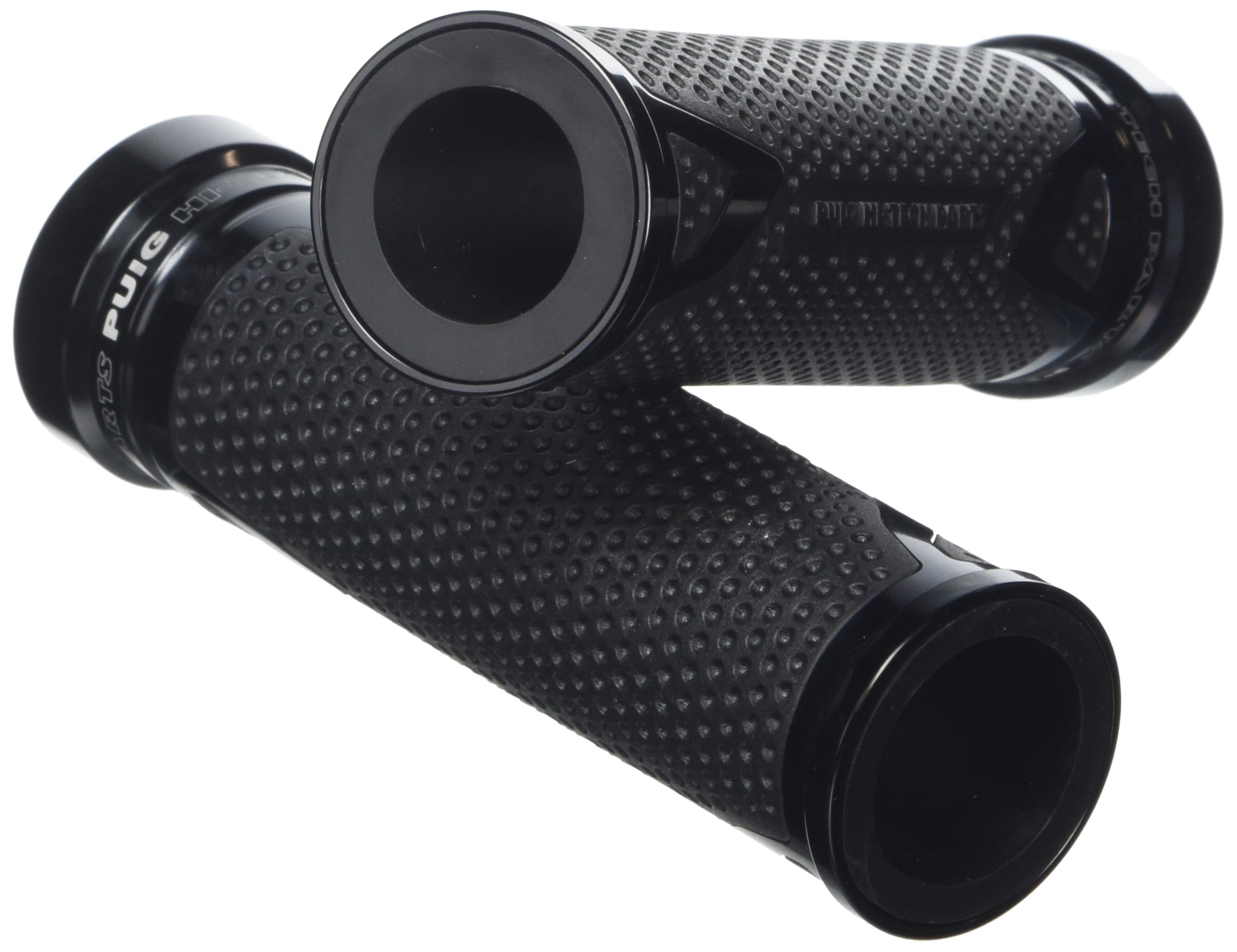 Puig 8191N Grips with anodized aluminum insert and non-slip rubber that improve grip, control and riding comfort, Black