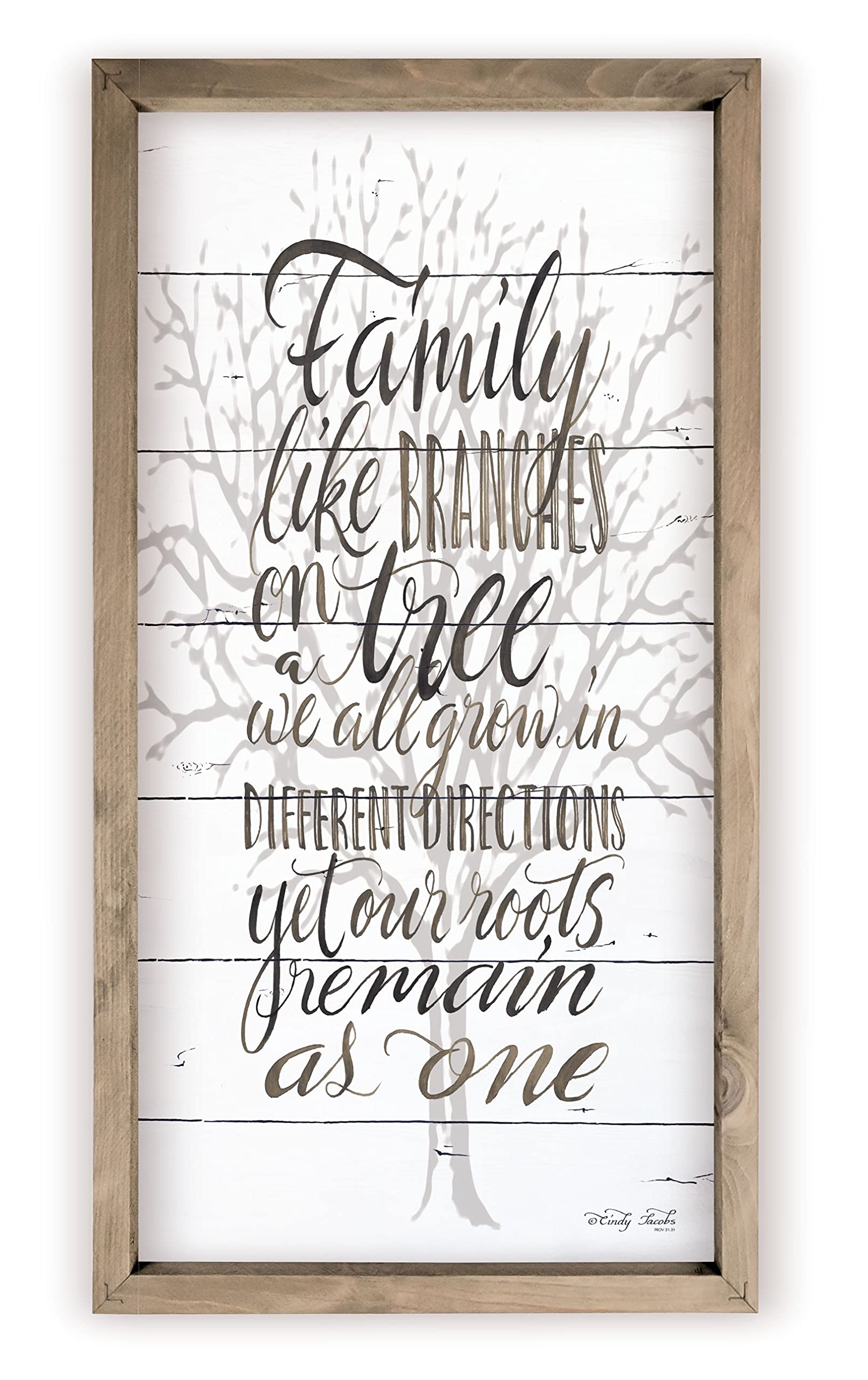 Family Like Branches On A Tree We All Grow In Different Directions Framed Wood Rustic Style Wall Décor Sign 9x18