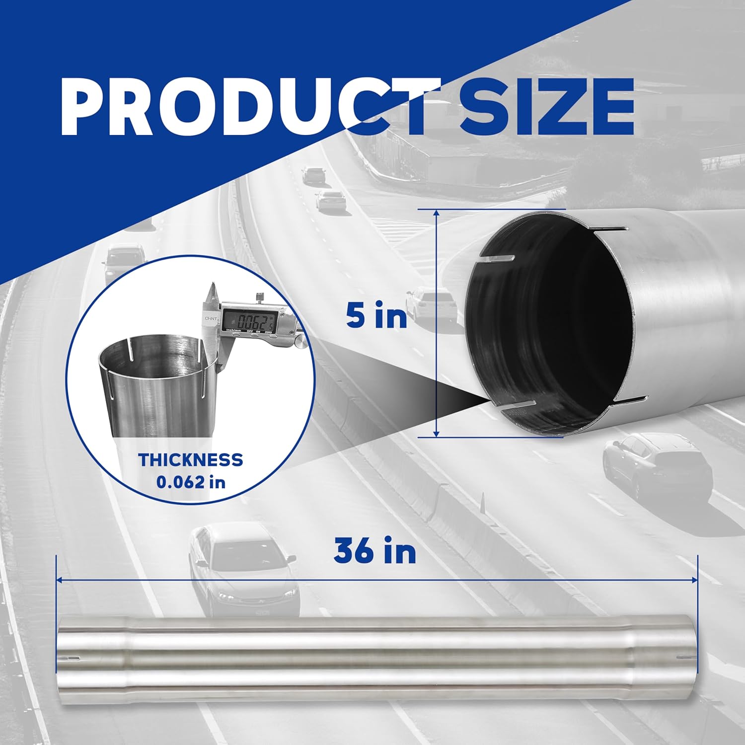 Universal stainless steel Exhaust Pipe flared Tube-36" 3 Feet Length 4" ID,Muffler Replacement Pipe