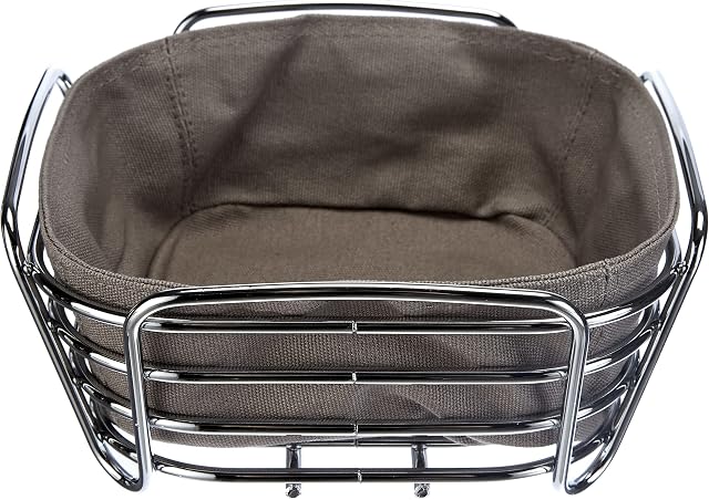blomus 63667 Bread Basket Delara 20x20x10 cm in taupe, Stainless-Steel