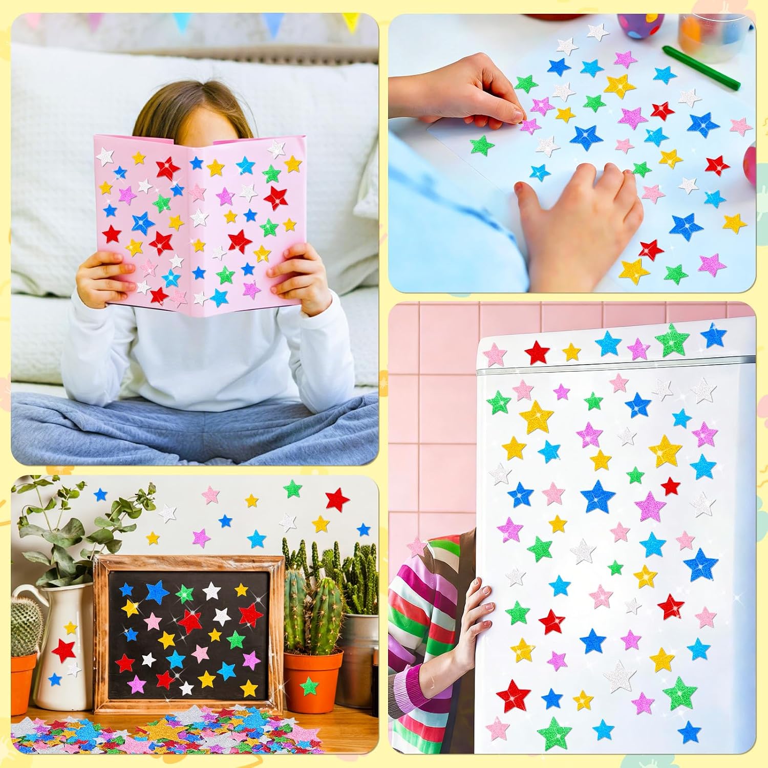 1400Pcs Foam Stickers,Glitter Foam Stars Stickers,Colorful