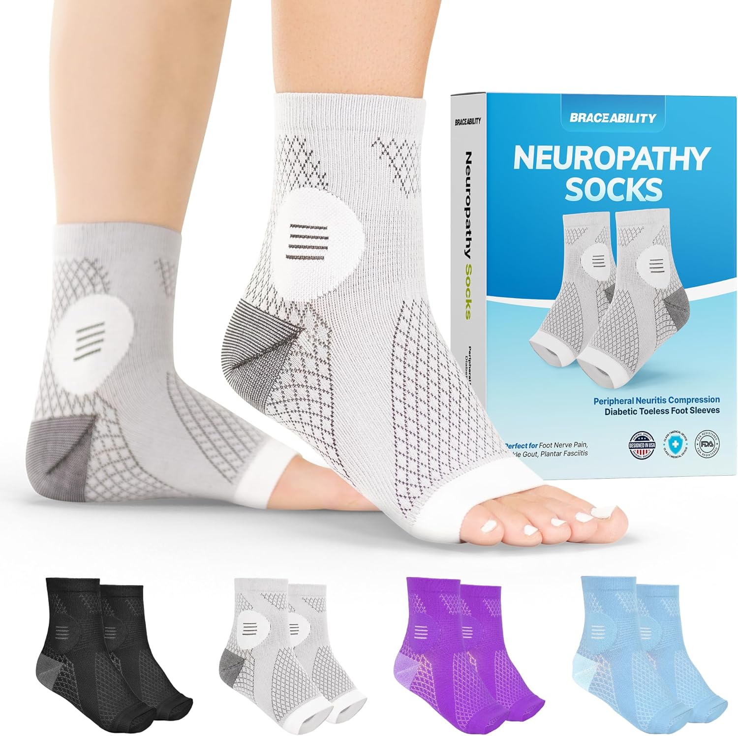 Compression Neuropathy Socks Pain Relief Sleeves Jordan Ubuy - Main Image