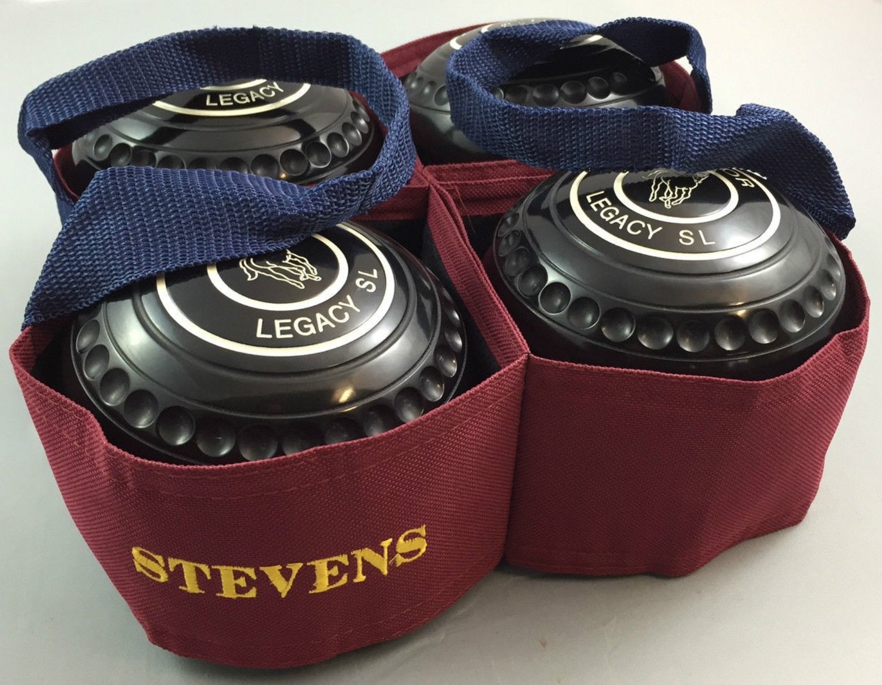 Stevens 4 Bowl Carrier Crown Green Short Mat Lawn Bowls (Maroon)