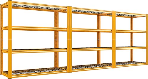 Miniatura 10 de REIBII Estantería de metal resistente de 40 pulgadas de ancho, estantes de almacenamiento de 2200 libras, estantes de garaje de 4 niveles, estante