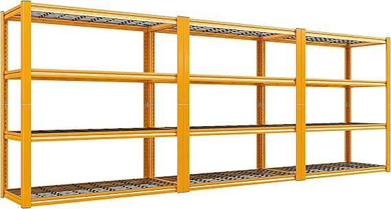 REIBII Garage Shelving Heavy Duty Load 2200LBS, 4 Tier X-Wide Garage Storage Shelves Heavy Duty Shelving, Adjustable Metal Shelves for Storage Shelving, Garage Utility Shelf Rack, 3P