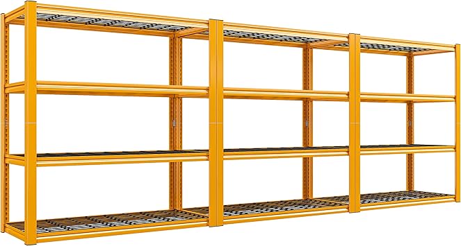 REIBII Garage Shelving Heavy Duty Load 2200LBS, 4 Tier X-Wide Garage Storage Shelves Heavy Duty Shelving, Adjustable Metal Shelves for Storage Shelving, Garage Utility Shelf Rack, 3P