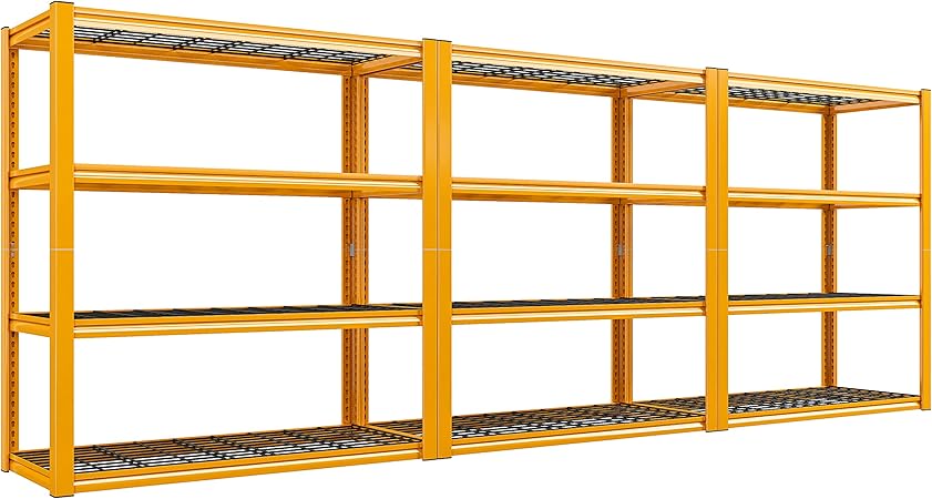 REIBII Garage Shelving Heavy Duty Load 2200LBS, 4 Tier X-Wide Garage Storage Shelves Heavy Duty Shelving, Adjustable Metal Shelves for Storage Shelving, Garage Utility Shelf Rack, 3P