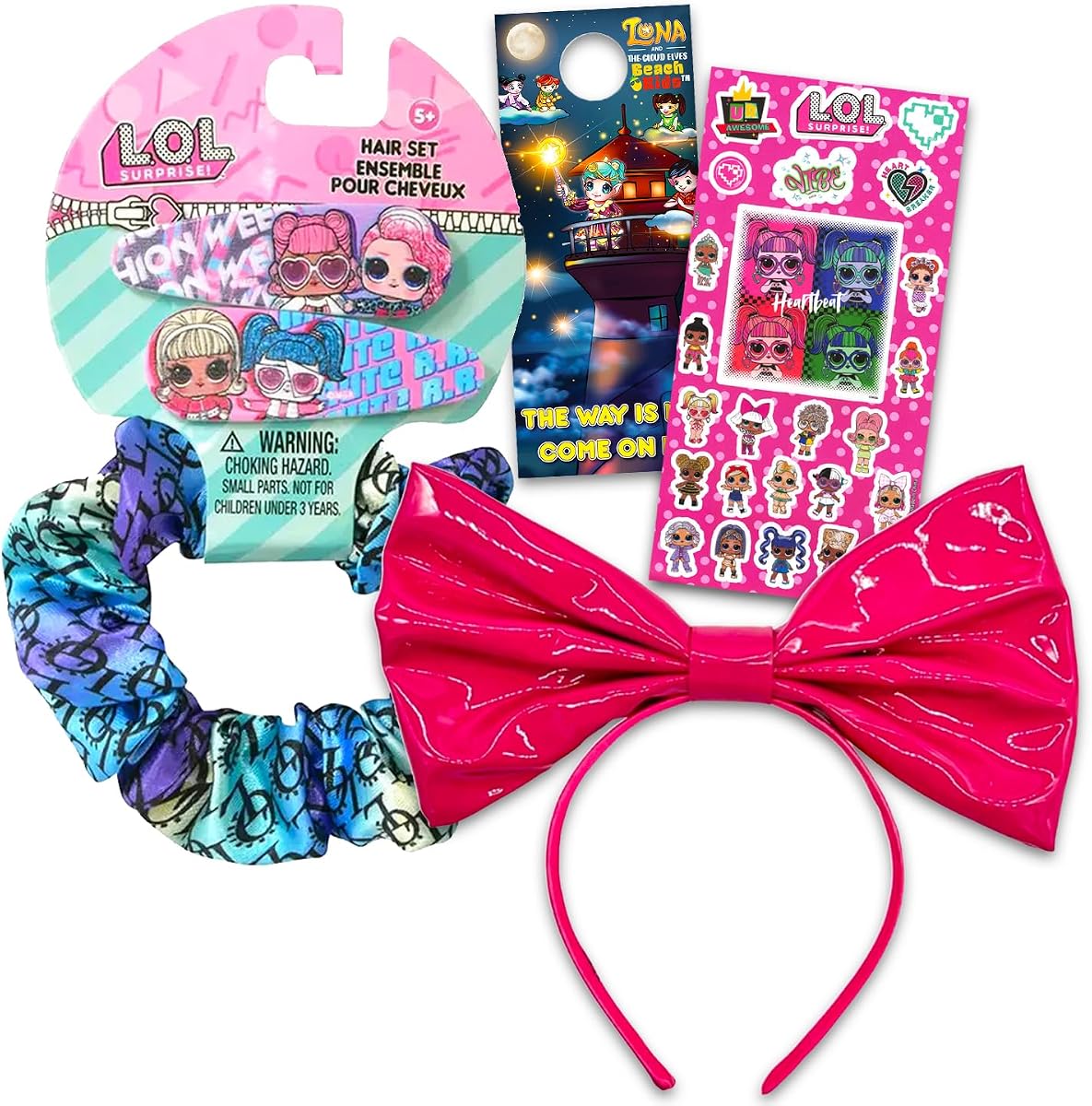 L.O.L. Surprise! Hair Accessories Set for Girls - Fashion Accessories Bundle with Headband, Bow Set, Stickers, and More | L.O.L. Hairband Kit