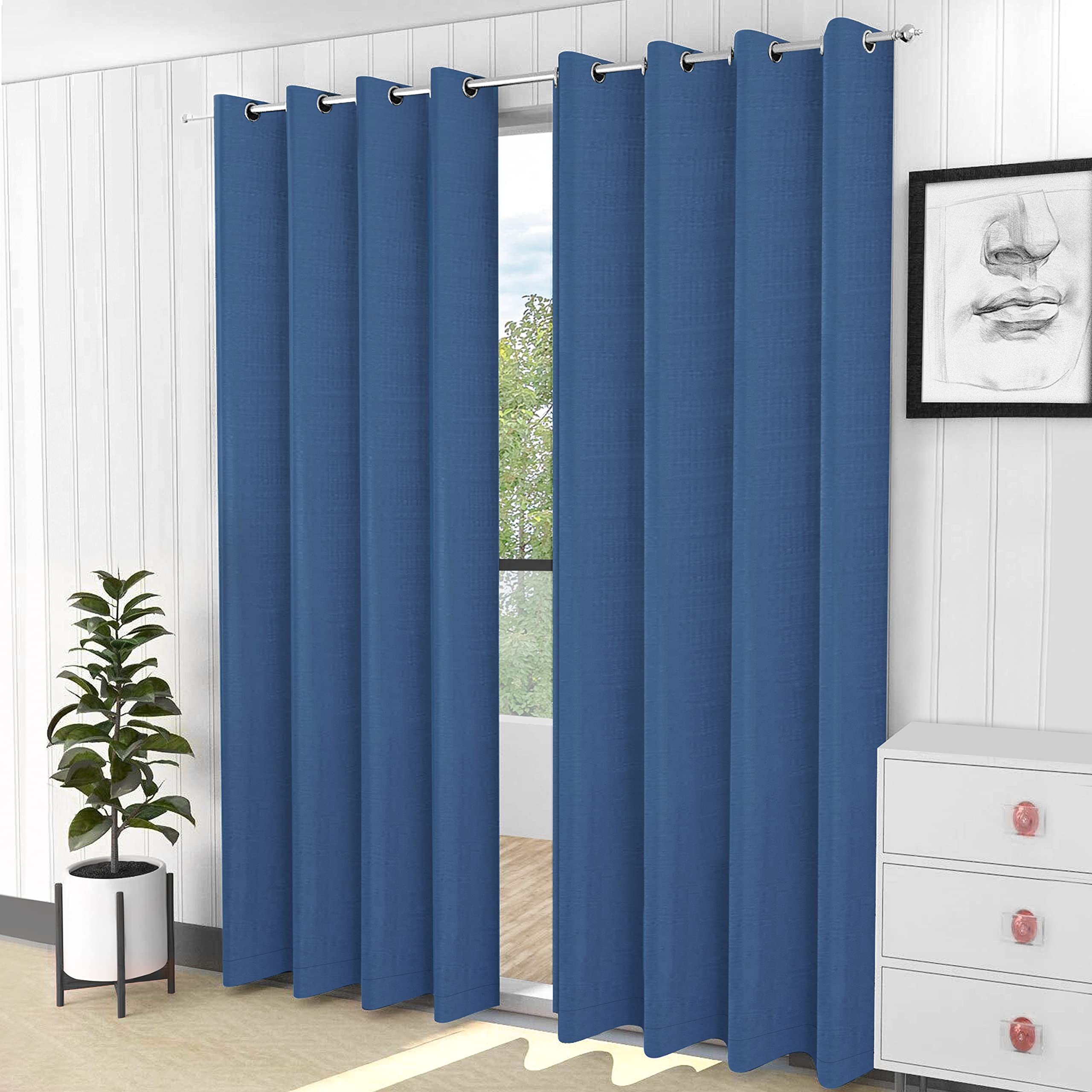 ABOUT SPACE 2 Pack Zero Light Window Curtains - Blue Blackout Thermal Insulated Thick Opaque Curtains for Night Shift Workers, Living Room, Balcony, Bedroom, Any Size Window (LxB) 7feet x 3.5feet