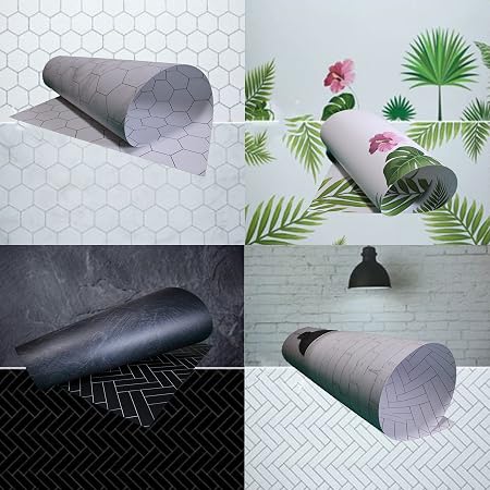 Amazon Imakim S 背景紙 撮影用背景シート インスタ映え 小物 商品 撮影 植物 ボタニカル レンガ 黒白 タイル 石 バックペーパー 両面４枚セット ８画像 ５８x８８cm Imakim S 家電 カメラ