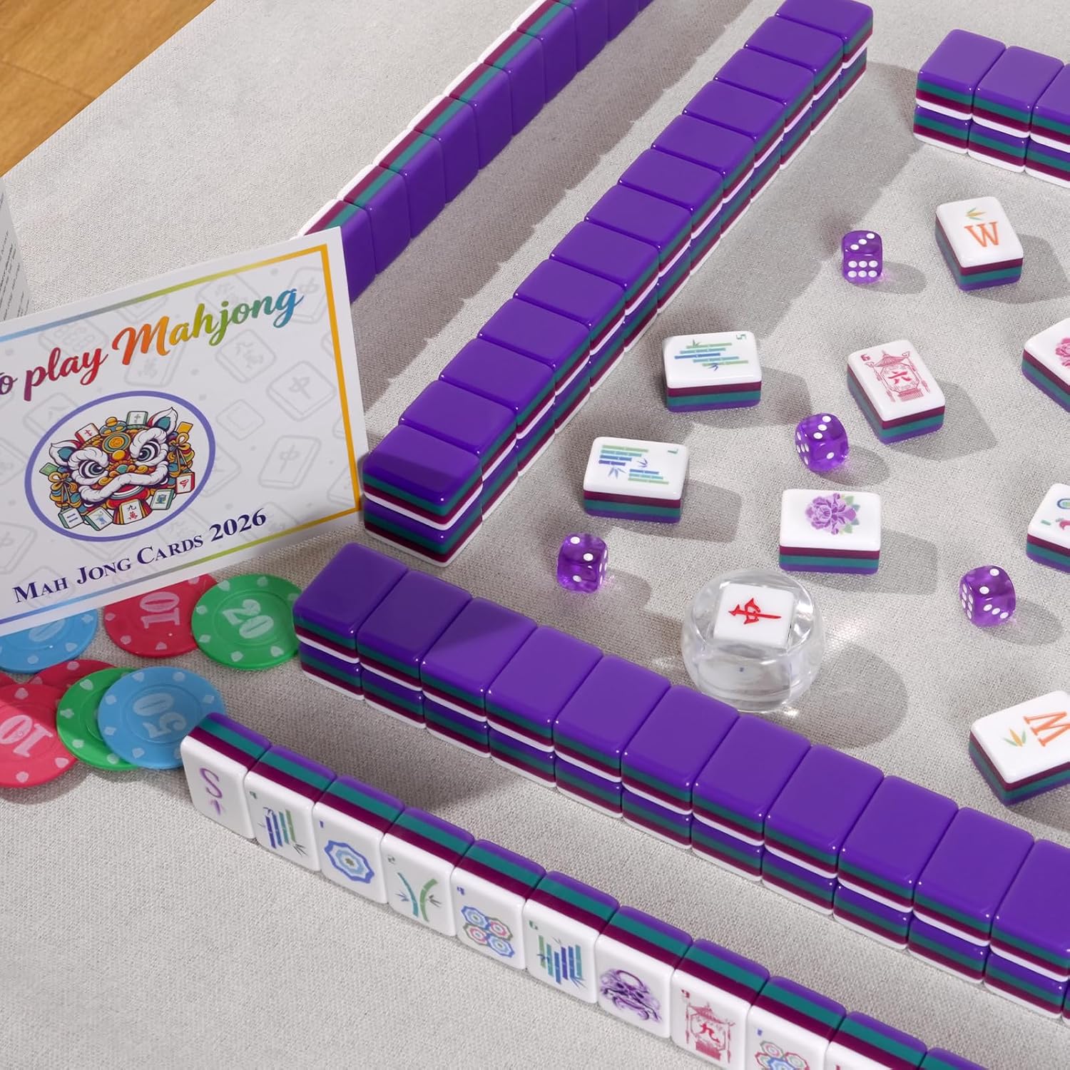 160 Acrylic American Mahjong Tile Set (Purple) image 5