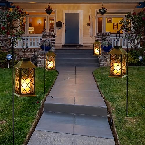 Miniatura 6 de TAKE ME Faroles solares de 14 pulgadas para exteriores, impermeables, grandes y parpadeantes, sin llama, luces de misión para mesa, al aire libre,