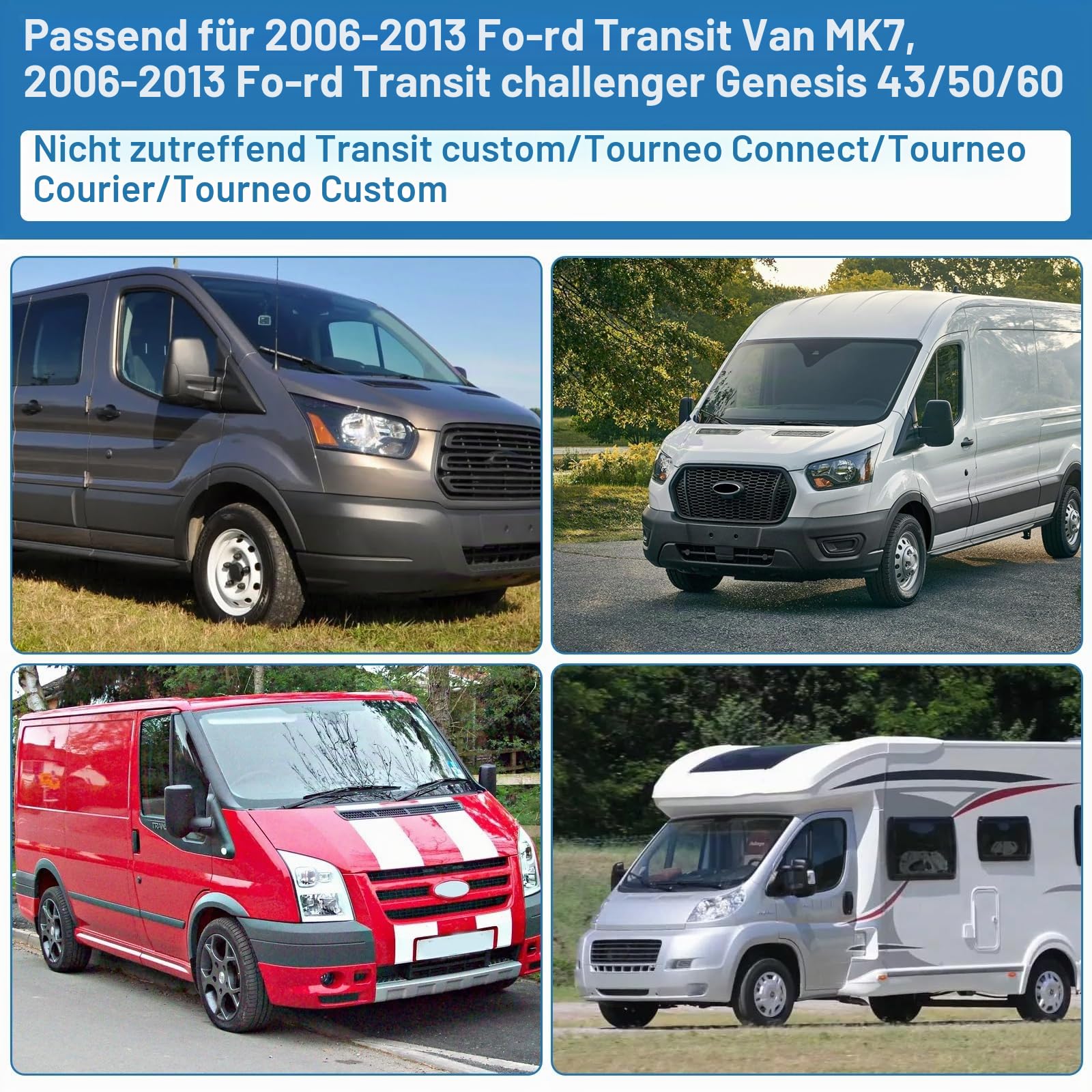Windschutzscheiben Abdeckung, Frontscheiben-Abdeckung passend für Ford Transit MK7 2006-2013 Challenger Genesis 43/50/60, Wasserdicht Sonnenschutz Frontscheibe Thermomatten Anti-UV/Frost/Ice/Staub