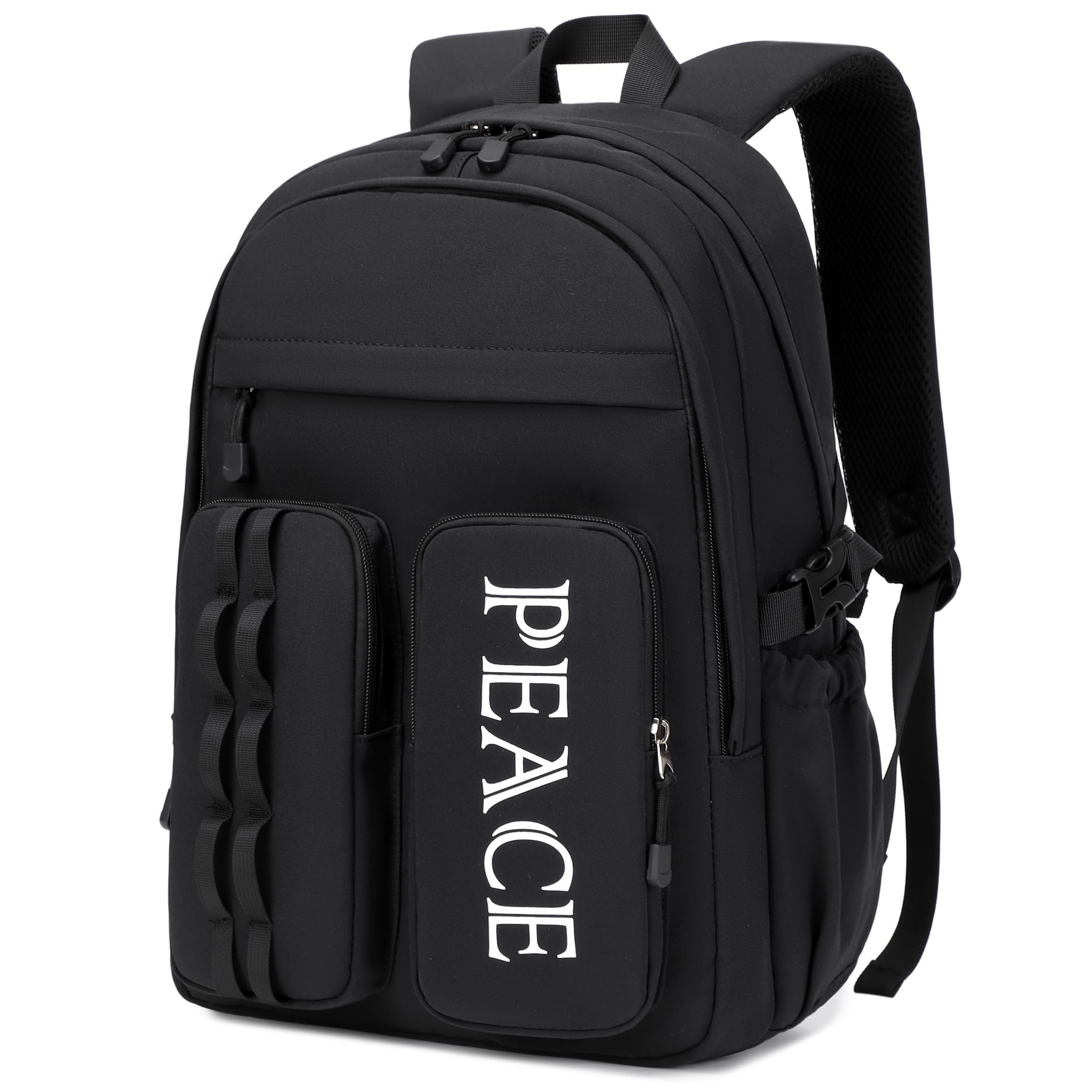 College Bookbag Laptop Backpacks 15.6 Inch Kids Elementary School Bag for Teens Girls Boys Water Resistant Sport Travel Back Pack Women Men Work Business Computer Rucksack Black