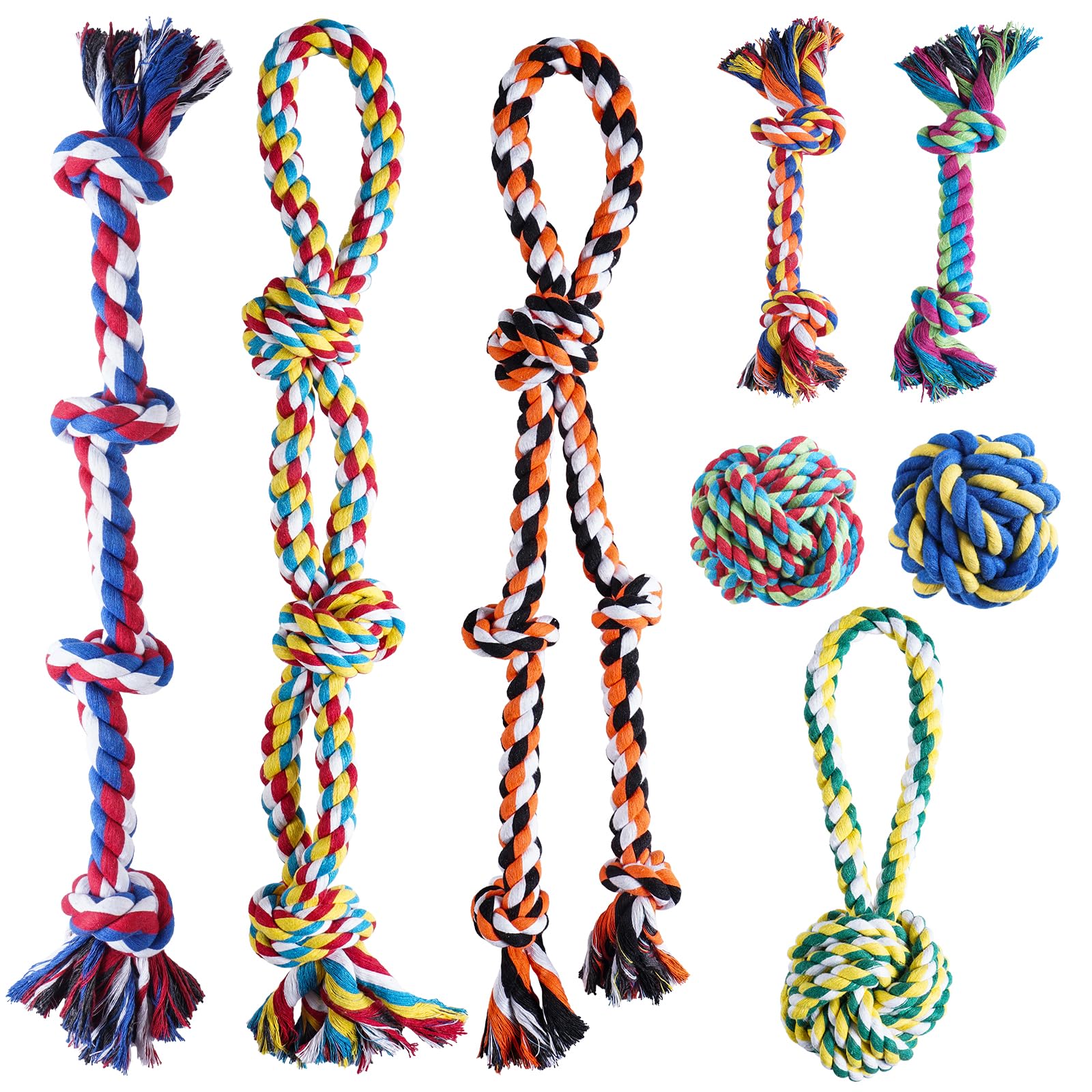 Aitmexcn Dog Rope Toys for Large and Medium Aggressive Chewers, 8 Pack Heavy Duty Dog Rope Toy for Large, Dental Cleaning Chew Toys, Tug Toy for Boredom, 100% Cotton Indestructible Pet Toy
