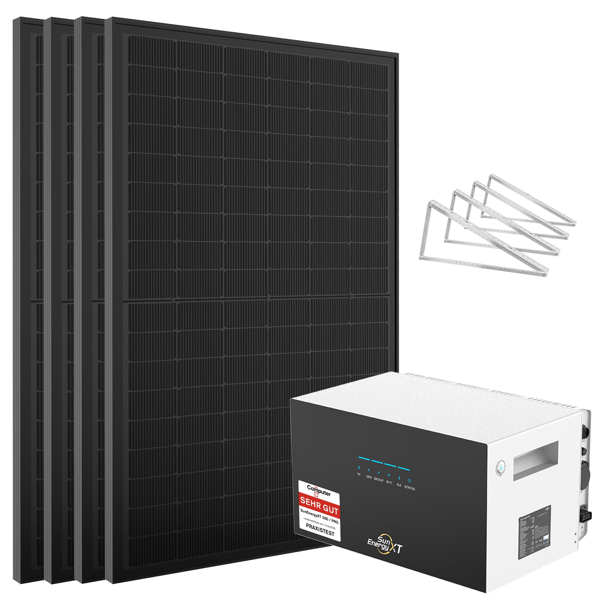 Balkonkraftwerk 2000W mit 5kWh Speicher 500 und Flachdachhalterung